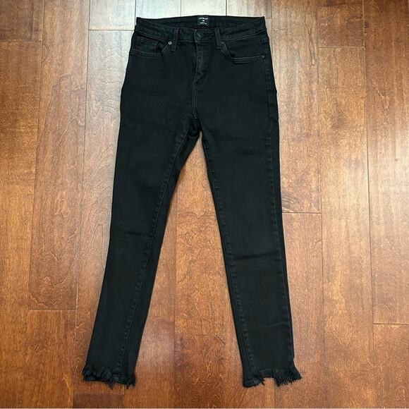Just Black Denim - Just Black Women's Black Frayed Hem Straight/Skinny Jeans, Size 28